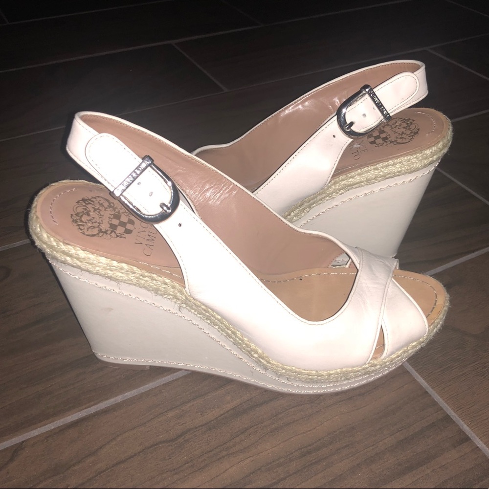 Vince Camuto Cream Leather Wedges